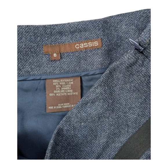 Cassis Wool Blend A-Line Full Skirt Fringe Embroidery Gray Black 6 - Picture 8 of 8